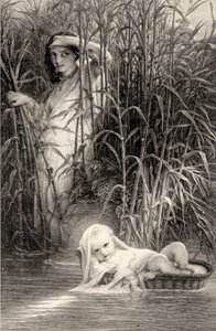 Moisés descoberto no Nilo de Louis Pierre Henriquel Dupont