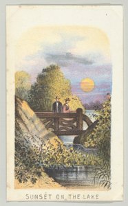 Sunset on the Lake, da série, Views in Central Park, New York, Parte 2, 1864. de Louis Prang