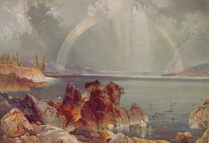 Lago Yellowstone, c.1875 (cromolitógrafo) de Louis Prang