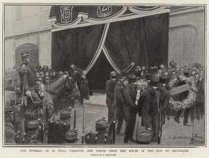 O funeral de M Zola, carregando o caixão da casa na rue de Bruxelles