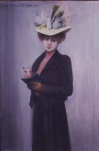 Uma Dama Elegante com um Caderno Azul