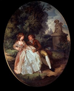 Cena Galante (com Cupido) Pintura de Louis Trinquesse (1746-1800) Tours do século XVIII, Musee des Beaux Arts