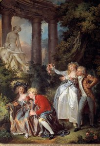 Oferecendo uma Cena Galante Venus numa paisagem romântica de ruínas antigas. Pintura de Louis Trinquesse (1746-1800) 1786 Sol. 1,30 x 0,98 m. Dijon. Museu de Belas Artes.