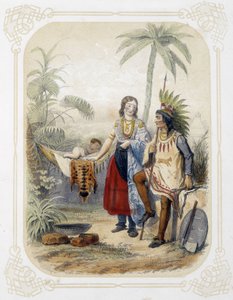 Família na Oceania - no "Album du jeune voyageur", ilustrado por Louis Lassalle
