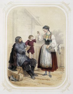Família na Rússia - no "Album du jeune voyageur", ilustrado por Louis Lassalle