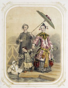 Caminhada em família na China - no "Album du jeune voyageur", ilustrado por Louis Lassalle