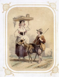 Pastor italiano e camponês - no "Album du jeune voyageur", ilustrado por Louis Lassalle