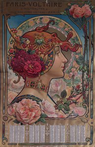 Calendário para 1901 para a loja Paris-Voltaire, Paris, c.1900 de Louis Theophile Hingres
