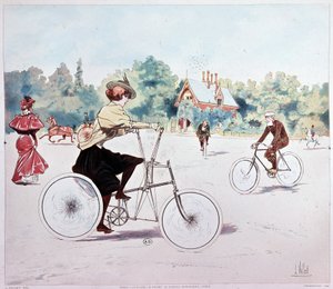 Mulher de bicicleta - desenho de L. Vallet