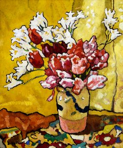 Vaso, Tulipas e Flores Brancas de Louis Valtat