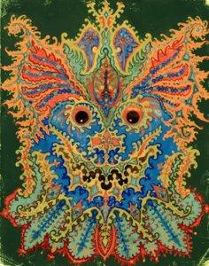 Gatos de caleidoscópio: Teste padrão do gato no verde de Louis Wain
