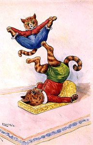 Os Acrobatas, c.1905 de Louis Wain