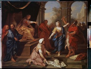 "O Julgamento de Salomão" Duas mulheres afirmam ser a mãe da mesma criança. Pintura de Louis de Boullogne o mais novo (1654-1733) 1710 Museu Pushkin, Moscovo