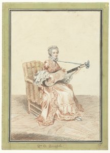 Retrato de Madame de Montainville, tocando guitarra de Louis de Carmontelle