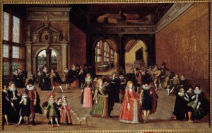 Bal no tribunal de Henri IV. Pintura de Louis De Caulery (conhecido como o Mestre do Livro de Esboços de Leninegrado) (ca. 1580- depois de 1621), cerca de 1610. Óleo sobre madeira. Dim: 0,50 X 0,98m. Rennes, Museu de Belas Artes