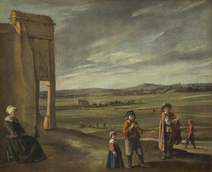 Paisagem com camponeses, c. 1640. de Louis le Nain