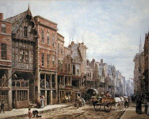 Watergate Street, Chester (aguarela com cor de corpo sobre papel)