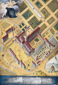 Port-Royal des Champs Abbey, vista geral, por Louise-Magdeleine Hortemels (1688-1767), França