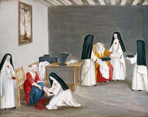Abadia de Port-Royal des Champs, irmãs cuidando de doentes, de Louise-Magdeleine Hortemels (1688-1767), França