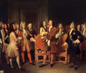 Luís XV (1710-1774) Visita a Pedro I (1672-1725) o Grande no Hotel de Lesdiguieres, 10 de maio de 1717