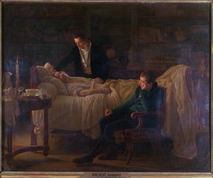 Marie François Xavier Bichat (1771-1802) morrendo rodeado pelos médicos Esparon e Philibert Joseph Roux (1780-1854)