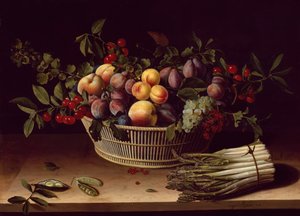 Still Life with a Basket of Fruit and a Bunch of Asparagus, 1630.