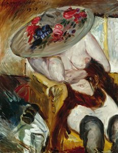 Mulher italiana em cadeira amarela - Femme italienne dans un fauteuil jaune, de Corinto, Lovis (1858-1925). Óleo sobre tela de Lovis Corinth