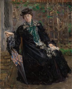 Retrato da Sra. Charlotte Berend-Corinth no jardim de Lovis Corinth