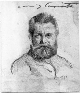 Retrato frontal de um homem idoso e barbudo