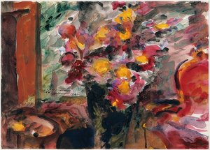 Vaso de flores em uma mesa. 1922 de Lovis Corinth