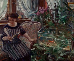 Senhora no tanque dos peixinhos dourados de Lovis Corinth