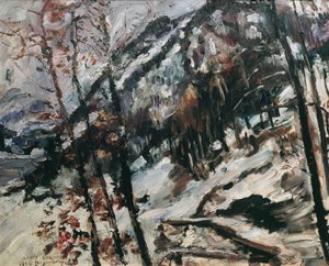 O Herzogstand em Walchensee na neve de Lovis Corinth