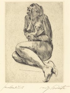 Nu feminino agachado de Lovis Corinth