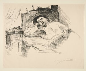 Senhora descansando na cama de Lovis Corinth