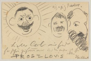 Lovis Corinth para Carl Strathmann: cartão postal, carimbado em 12 de dezembro de 1902 de Lovis Corinth