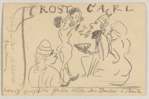 Lovis Corinth a Carl Strathmann: cartão postal, carimbo postal 22 de Maio de 1905 de Lovis Corinth