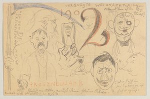 Lovis Corinth a Carl Strathmann: cartão postal, carimbo postal 24 de Dezembro de 1901 de Lovis Corinth