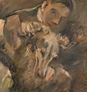 Max Mainer com um galgo siberiano, 1917 de Lovis Corinth