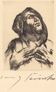 Monge com o Olho Elevado Monge a Olhar para cima, 1916. de Lovis Corinth