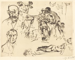 Esboços de Homens, incluindo Max Liebermann, c. 1915. de Lovis Corinth