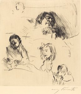 Vários estudos Retratos Esboços, 1920. de Lovis Corinth