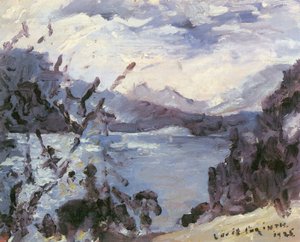 Walchensee, com a cordilheira e a encosta à beira do lago de Lovis Corinth