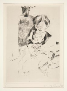 Mulher com um gatinho de Lovis Corinth