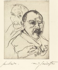 Esboço de duas cabeças masculinas - autorretratos de Lovis Corinth