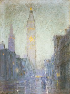Madison Avenue em Twilight, c.1911 (pastel em papel pardo)