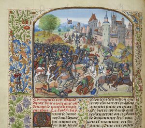A Batalha da Cruz de Neville em 17 de outubro de 1346, ca 1470-1475.