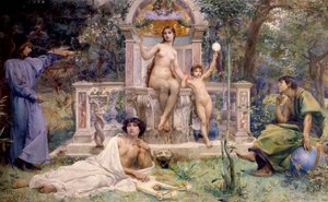 Decoração do Hotel Watel-Dehaynin: o Verite. Está rodeado de alegorias da astronomia, da música e da poesia e da pintura. Pintura de Luc Olivier Merson (1846-1920)