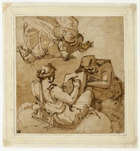 Assunto alegórico (Anjo sobre duas Sibilas) de Luca Cambiaso