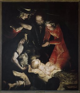 A Adoração dos Pastores ou A Natividade (óleo sobre tela de Luca Cambiaso