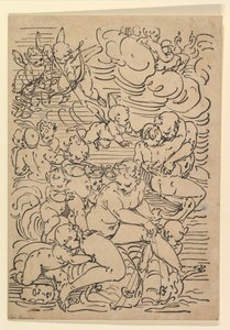 O Triunfo do Anfitrito, ca. 1550-1580. de Luca Cambiaso